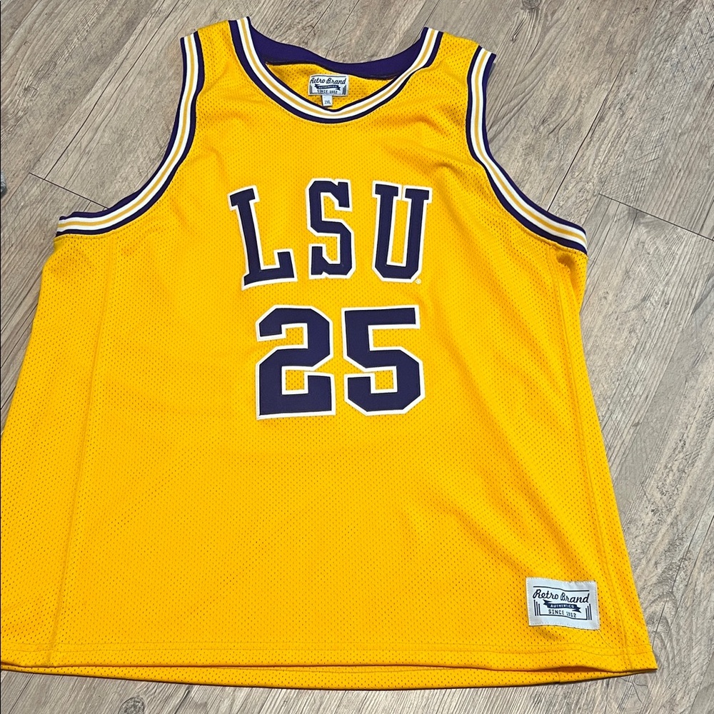 Original Retro Brand LSU Yellow Basketball Jersey 25